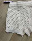 No Name 100% Cashmere Crochet Cream Drawstring Knit Shorts