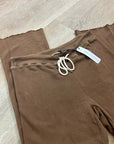 Anthropologie Self - Contrast 100% Cotton Wide Leg Chocolate Brown Sweatpant