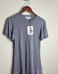 Nation LA 100% Pima Cotton Lavender Lettuce Hem Short Sleeve Mini Dress