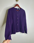 Saks Fifth Avenue 100% Cashmere Deep Purple Button Down Cardigan Sweater