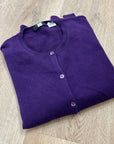 Saks Fifth Avenue 100% Cashmere Deep Purple Button Down Cardigan Sweater