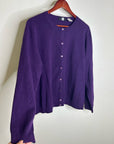 Saks Fifth Avenue 100% Cashmere Deep Purple Button Down Cardigan Sweater