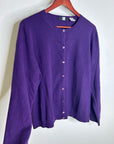 Saks Fifth Avenue 100% Cashmere Deep Purple Button Down Cardigan Sweater