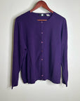 Saks Fifth Avenue 100% Cashmere Deep Purple Button Down Cardigan Sweater