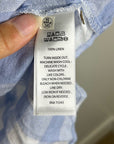 Isaac Mizrahi 100% Linen Blue White Gingham Checkered Button Down Tunic Top