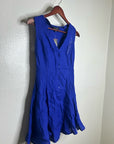 J. Crew 100% Linen Button Down A - Line Mini Dress in Radiant Colbalt Blue