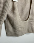 VINCE 100% Cashmere Ribbed Turtleneck Open Back Oatmeal Heather Sweater