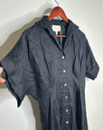 Cleobella 100% Linen Black Gilli Button Down Short Sleeve Midi Dress