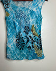Citron Santa Monica 100% Silk Bright Blue Butterfly Tank Top