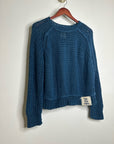 Free People 100% Linen Chunky Knit Oversized Royal Blue Pullover Sweater