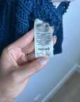 Free People 100% Linen Chunky Knit Oversized Royal Blue Pullover Sweater