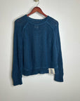 Free People 100% Linen Chunky Knit Oversized Royal Blue Pullover Sweater