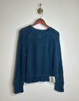 Free People 100% Linen Chunky Knit Oversized Royal Blue Pullover Sweater