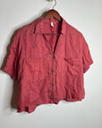 Anthropologie Pilcro 100% Linen Boxy Short Sleeve Button Down Top