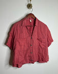Anthropologie Pilcro 100% Linen Boxy Short Sleeve Button Down Top