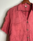 Anthropologie Pilcro 100% Linen Boxy Short Sleeve Button Down Top