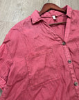 Anthropologie Pilcro 100% Linen Boxy Short Sleeve Button Down Top