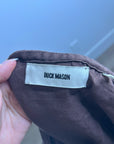 Buck Mason 100% Linen Cross Hatch Linen East End Tank Maxi Dress in Brown