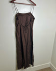 Buck Mason 100% Linen Cross Hatch Linen East End Tank Maxi Dress in Brown