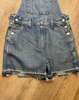 AG 100% Cotton Denim Overalls Shorts Distresssed Chewed Hem