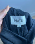 MATE The Label 100% Organic Linen Button Front Midi Dress in Black