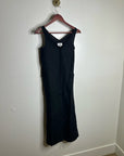 MATE The Label 100% Organic Linen Button Front Midi Dress in Black