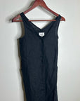 MATE The Label 100% Organic Linen Button Front Midi Dress in Black