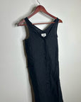 MATE The Label 100% Organic Linen Button Front Midi Dress in Black