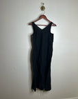 MATE The Label 100% Organic Linen Button Front Midi Dress in Black