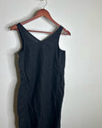 MATE The Label 100% Organic Linen Button Front Midi Dress in Black