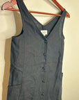 MATE The Label 100% Organic Linen Button Front Midi Dress in Black