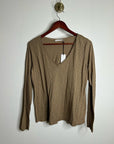 Michael Stars 100% Supima Cotton Slub Long Sleeve V - Neck T - Shirt