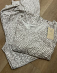 Garnet Hill 100% Organic Cotton White Gray Pajama Set Short Sleeve Top Pant