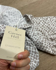 Garnet Hill 100% Organic Cotton White Gray Pajama Set Short Sleeve Top Pant