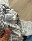 Garnet Hill 100% Organic Cotton White Gray Pajama Set Short Sleeve Top Pant