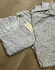 Garnet Hill 100% Organic Cotton White Gray Pajama Set Short Sleeve Top Pant