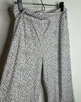 Garnet Hill 100% Organic Cotton White Gray Pajama Set Short Sleeve Top Pant