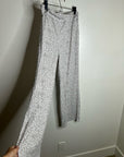 Garnet Hill 100% Organic Cotton White Gray Pajama Set Short Sleeve Top Pant