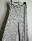 Garnet Hill 100% Organic Cotton White Gray Pajama Set Short Sleeve Top Pant