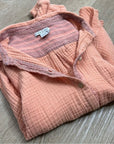Carbon2Colbat 100% Cotton Gauze Peach Button Down Long Sleeve Top