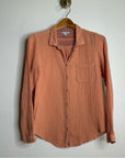 Carbon2Colbat 100% Cotton Gauze Peach Button Down Long Sleeve Top