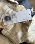 Outerknown 100% Organic Cotton Tan White Plaid Button Down Blanket Shirt