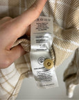 Outerknown 100% Organic Cotton Tan White Plaid Button Down Blanket Shirt
