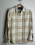 Outerknown 100% Organic Cotton Tan White Plaid Button Down Blanket Shirt
