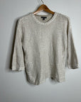 Eileen Fisher Organic Linen Cotton Knit Textured Short Sleeve Sweater Top