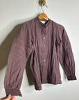 Ex - Voto 100% Cotton Plum Brown Long Sleeve Olivia Button Down Blouse