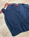 Nation LA 100% Pima Cotton Smocked Clementine Midi Dress Navy Blue