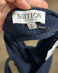 Nation LA 100% Pima Cotton Smocked Clementine Midi Dress Navy Blue