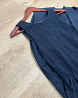 Nation LA 100% Pima Cotton Smocked Clementine Midi Dress Navy Blue