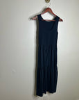 Nation LA 100% Pima Cotton Smocked Clementine Midi Dress Navy Blue
